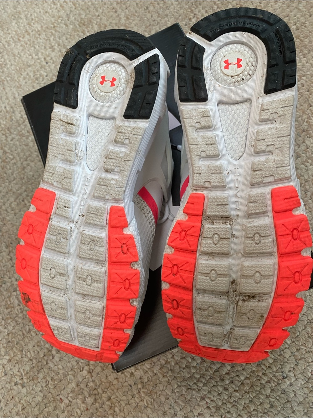 Under Armour Womens White Sneakers with Neon Pink Accents - Picture 6 of 7